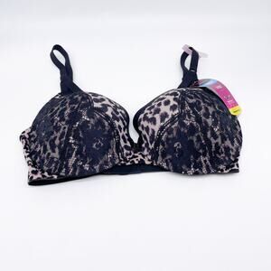 Maidenform Women's Underwire Demi Bra Smoothing Lace-trim Animal Print Bra 34D